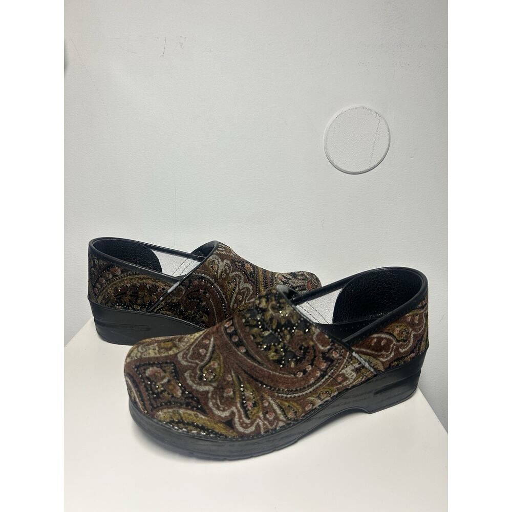 Dansko Paisley Tapestry Brown jewel Clogs size EU 40 US 9 Retro 70s Boho nurse - Picture 14 of 14